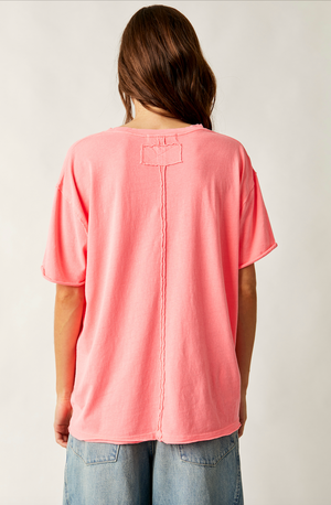 FREE PEOPLE NINA TEE IN FLUORESCENT CORAL