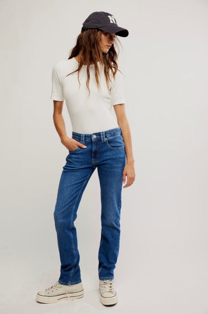 FREE PEOPLE ORACLE LOW RISE SLIM STRA IN SKY'S THE LIMIT