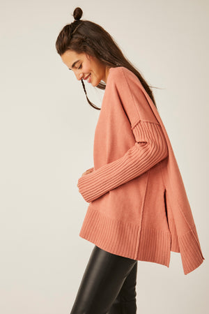 FREE PEOPLE ORION A LINE TUNIC IN LIGHTEST ROSE