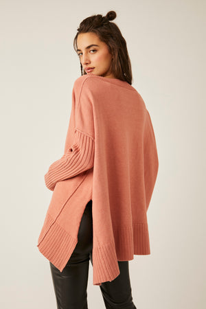 FREE PEOPLE ORION A LINE TUNIC IN LIGHTEST ROSE