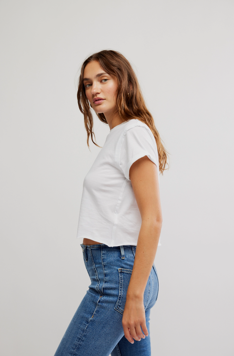 FREE PEOPLE PERFECT TEE IN WHITE