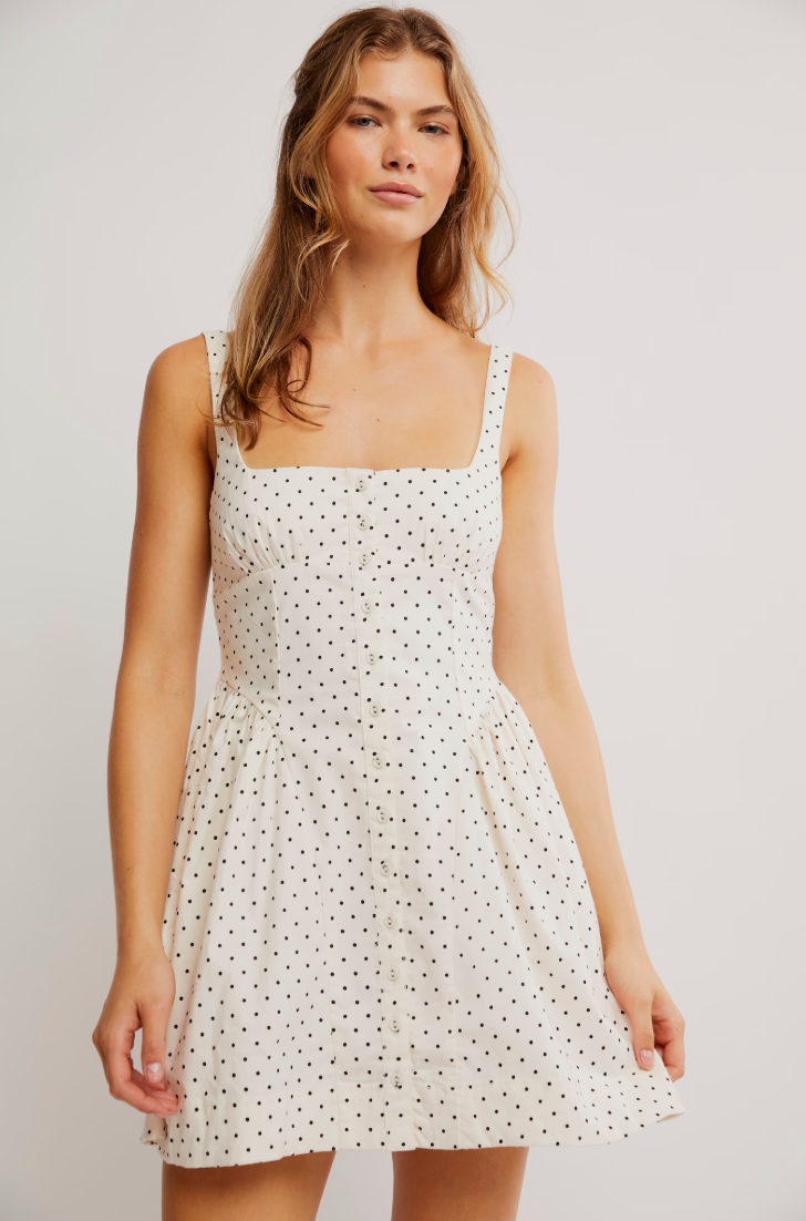 FREE PEOPLE PRINTED ASTRID MINI DRESS IN IVORY