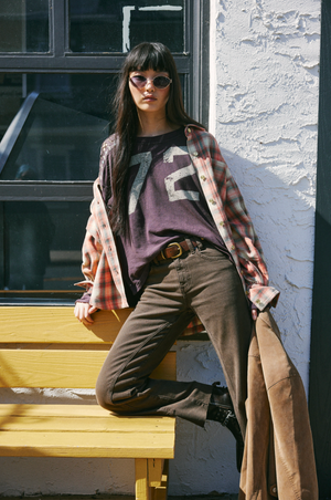 FREE PEOPLE RISK TAKER MID RISE STRAIGHT IN WORKWEAR BROWN