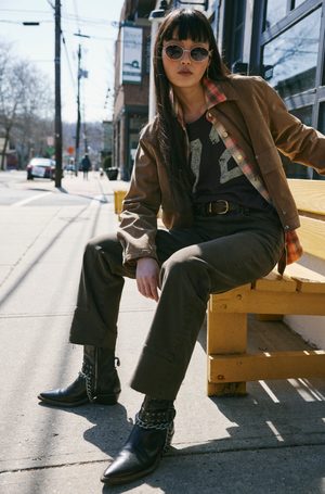 FREE PEOPLE RISK TAKER MID RISE STRAIGHT IN WORKWEAR BROWN
