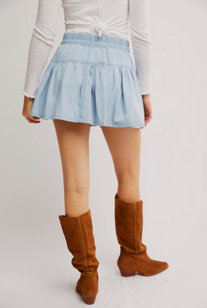 FREE PEOPLE ROSELLE DENIM MINI IN GOING STEADY