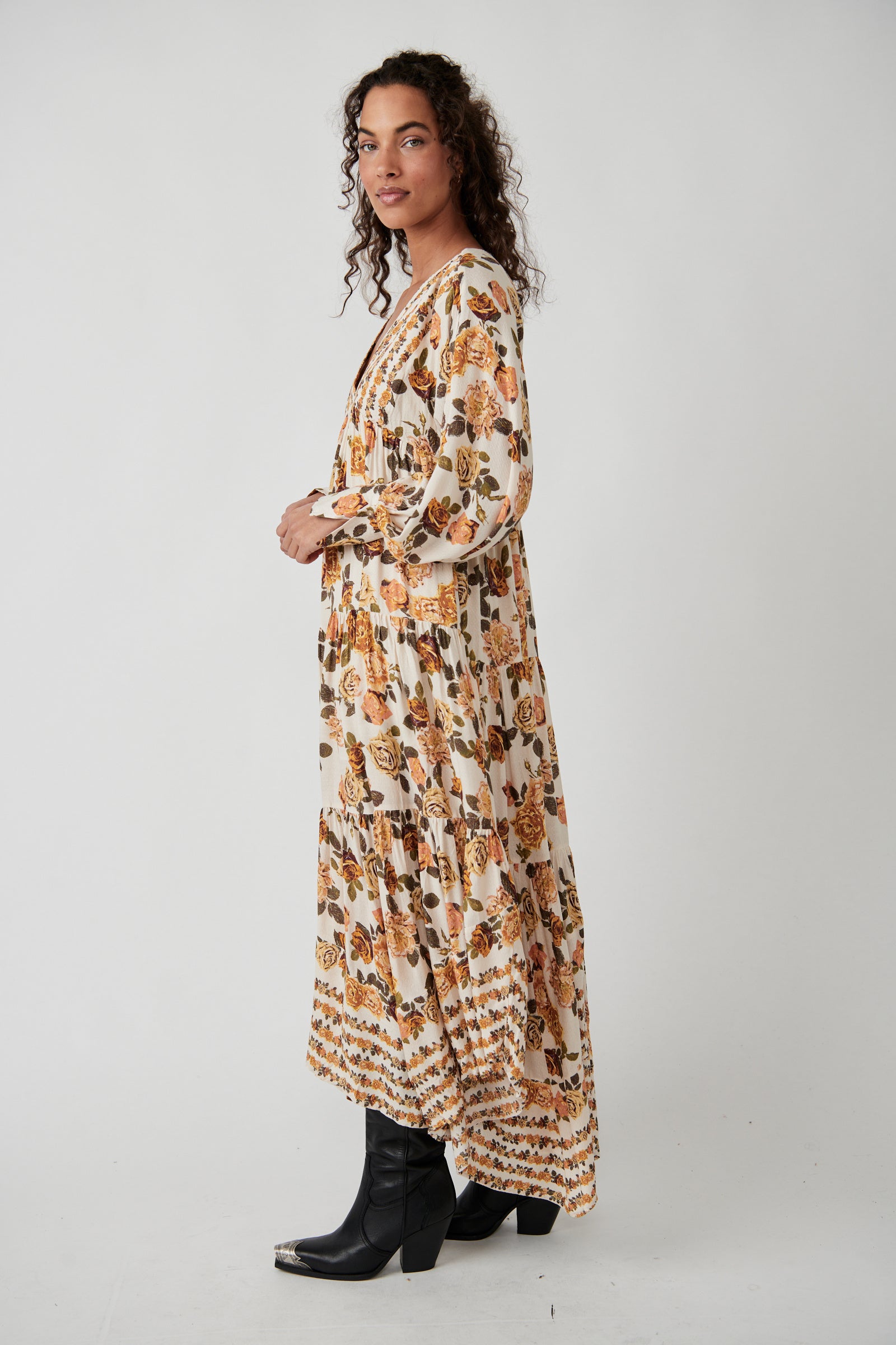 FREE PEOPLE ROWS OF ROSES MAXI DRESS IN IVORY