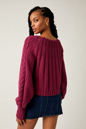 FREE PEOPLE SANDRE PULLOVER IN DREAMY MULBERRY