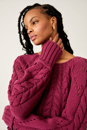 FREE PEOPLE SANDRE PULLOVER IN DREAMY MULBERRY