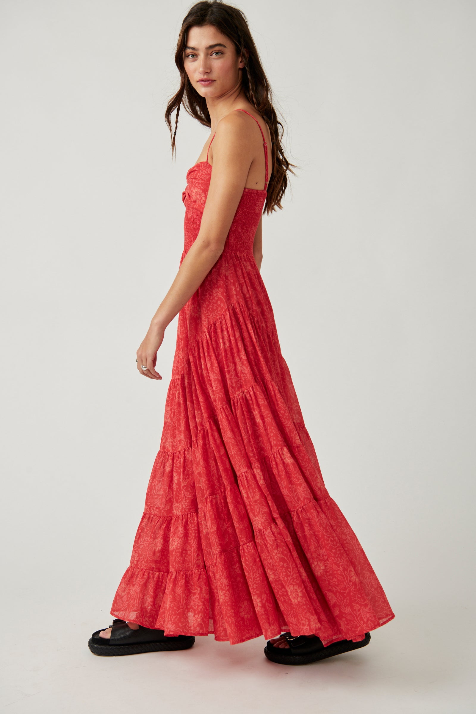 FREE PEOPLE SUNDRENCHED PRINTED MAXI IN RED