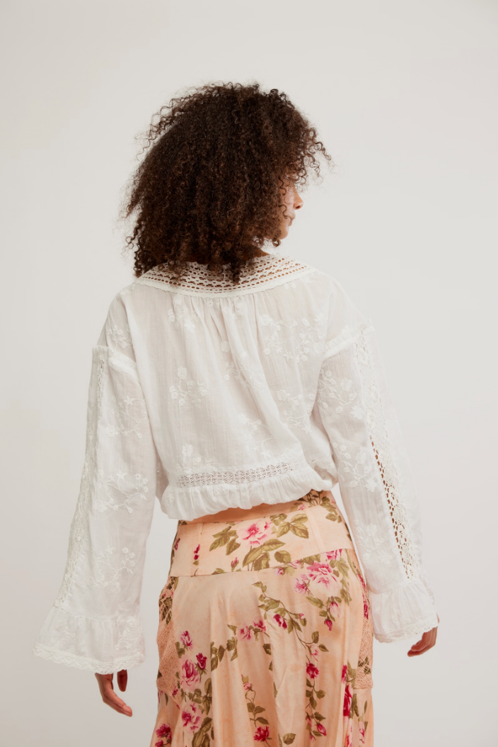 FREE PEOPLE SWEET LOVE BLOUSE IN EGRET