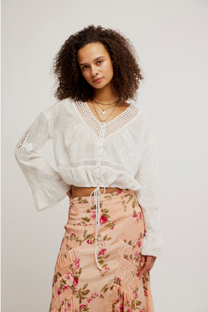 FREE PEOPLE SWEET LOVE BLOUSE IN EGRET