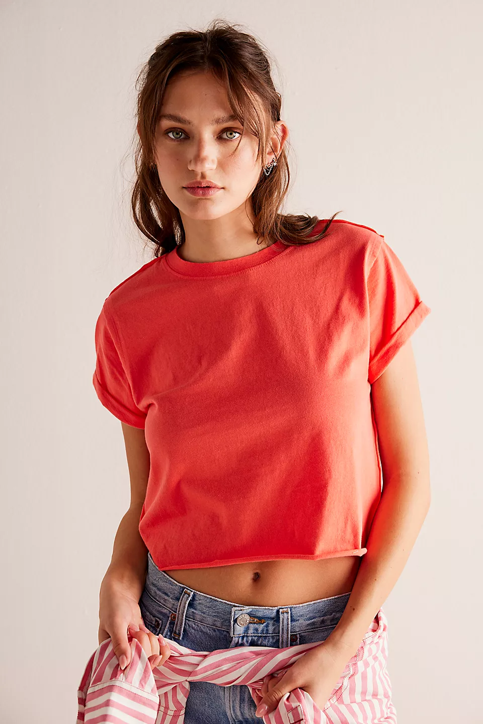 FREE PEOPLE THE PERFECT TEE IN RADIANT WATERMELON