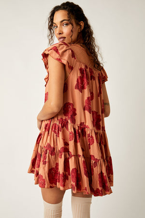 FREE PEOPLE TILLY PRINTED TUNIC IN TAUPE COMBO