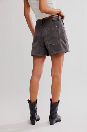 FREE PEOPLE TIPPI VEGAN SUEDE SHORT IN DARK GREY