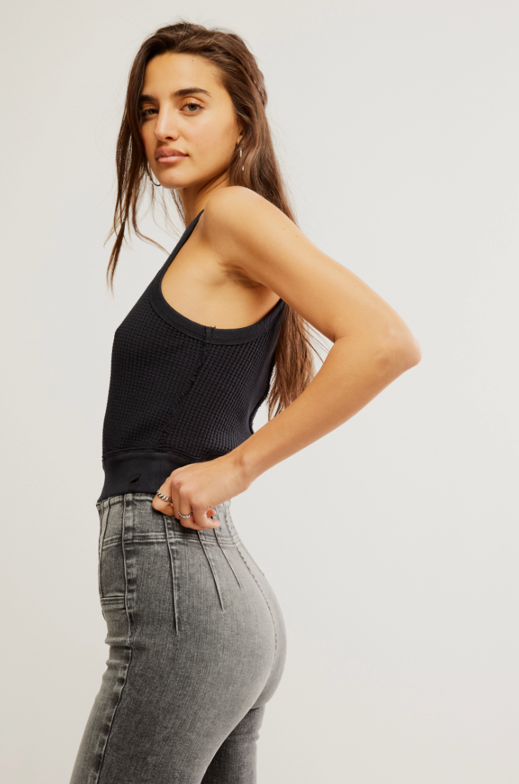 FREE PEOPLE VEST TANK IN BLACK