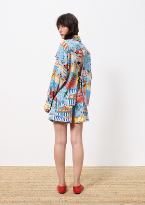 FRNCH CLOANE MARCHE BLEU BUTTON UP BLOUSE