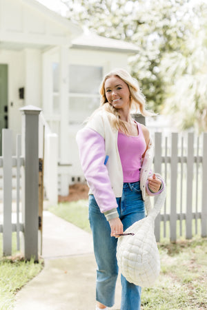 JEN BOMBER JACKET IN IVORY