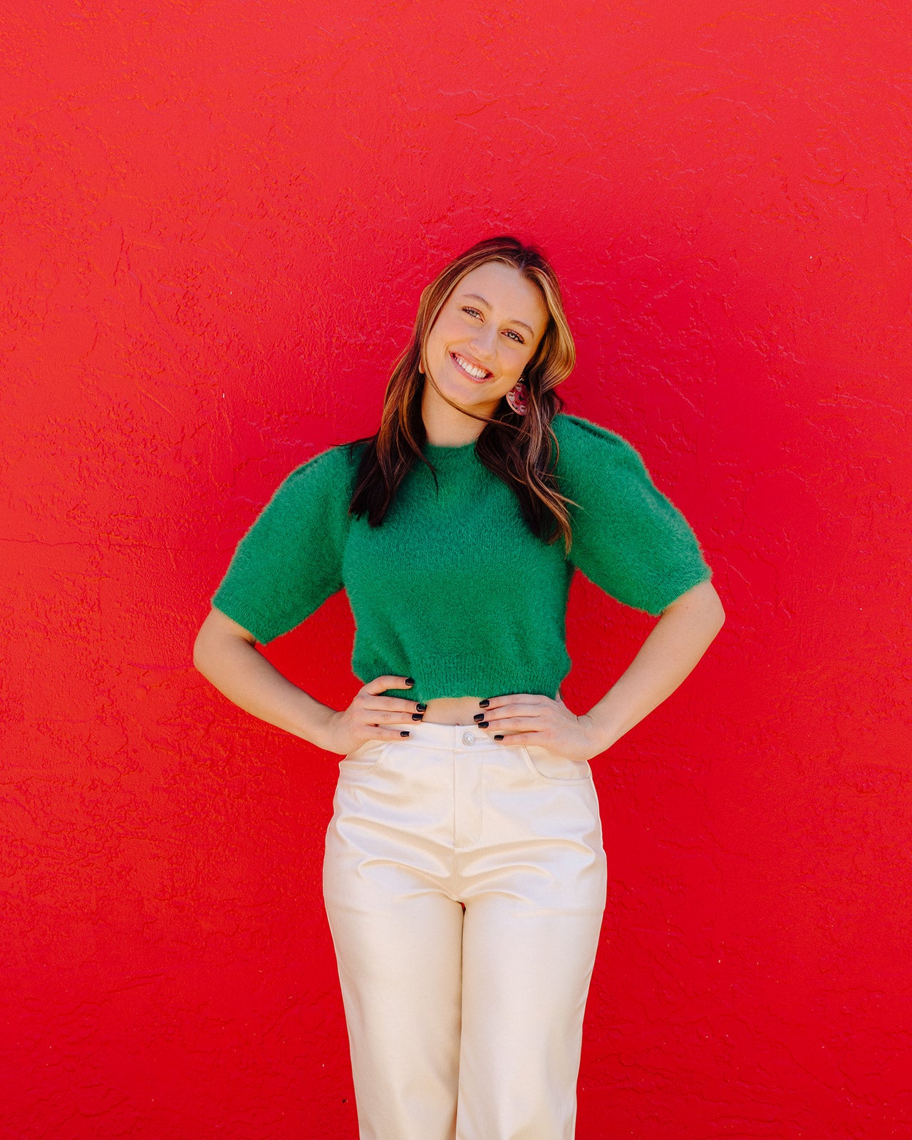 HERBIE CROPPED SWEATER TOP IN GREEN