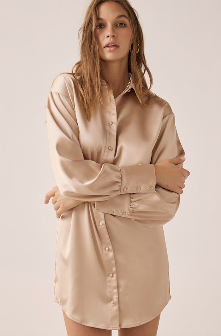 Satin shirt online mini dress