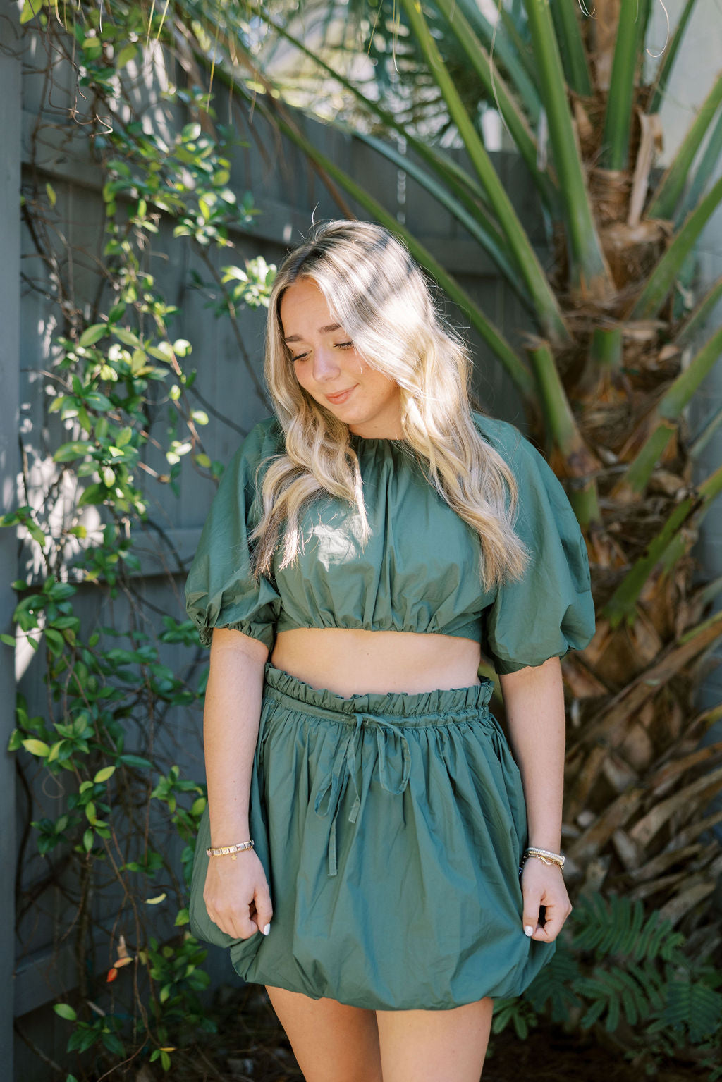 BETTE CROP TOP & SKIRT SET IN GREEN