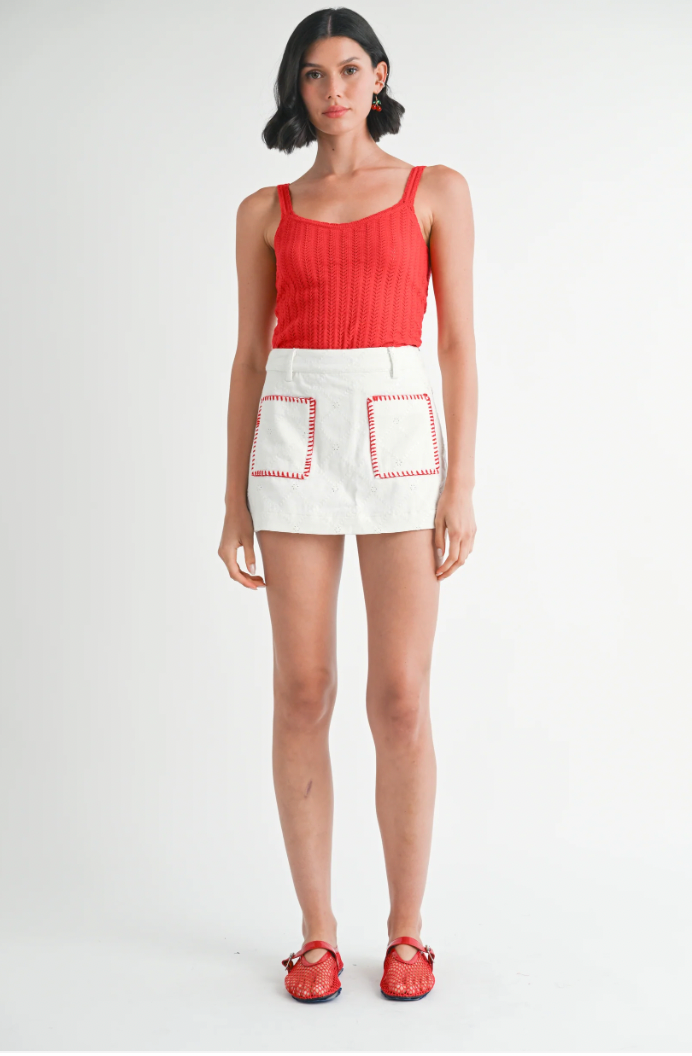 ELIEEN DENIM SKORT IN WHITE