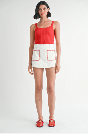 ELIEEN DENIM SKORT IN WHITE