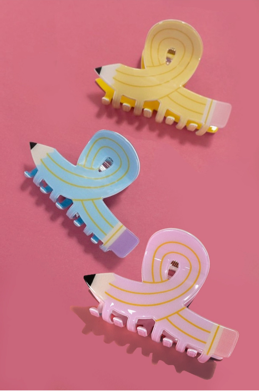 BACK TO SCHOOL TEACHER PENCIL CLAW CLIPS