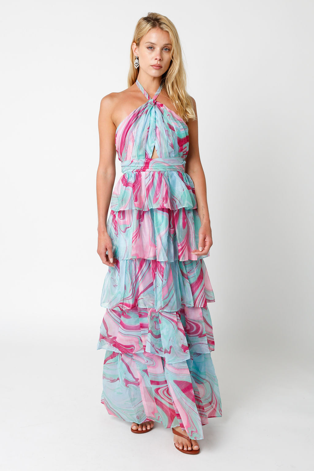 JUNE TIERED MAXI DRESS IN MARBLE