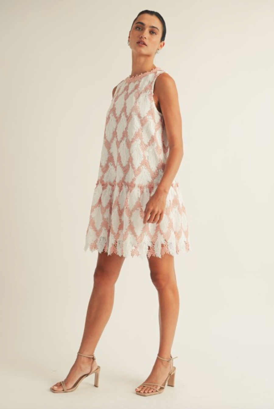 SLEEVELESS BOTTOM RUFFLED MINI DRESS IN ROSE