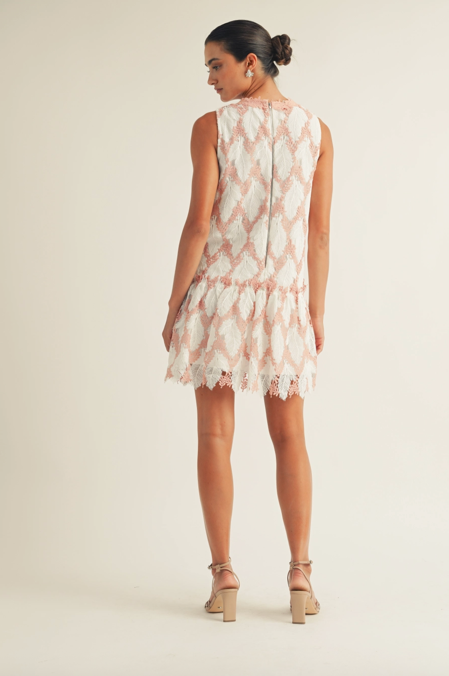 SLEEVELESS BOTTOM RUFFLED MINI DRESS IN ROSE