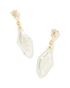 KENDRA SCOTT ALEXANDRIA GOLD STATEMENT EARRINGS IN LUSTRE CLEAR GLASS