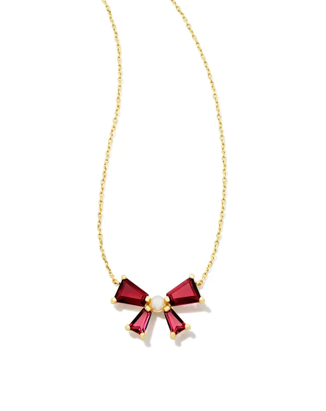 KENDRA SCOTT BLAIR GOLD BOW PENDANT NECKLACE IN RED MIX