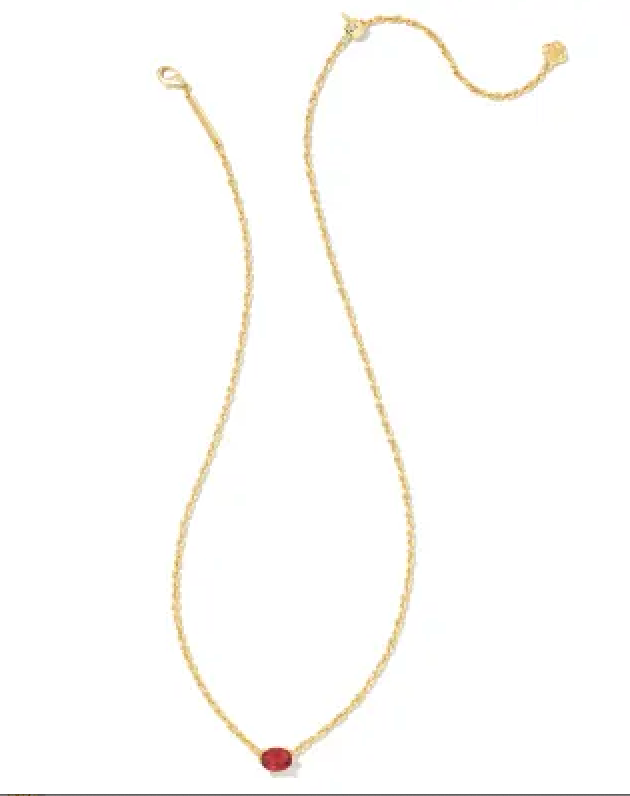 KENDRA SCOTT CAILIN GOLD PENDANT NECKLACE IN BURGUNDY CRYSTAL