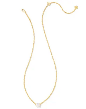 KENDRA SCOTT CAILIN GOLD PENDANT NECKLACE IN WHITE CRYSTAL