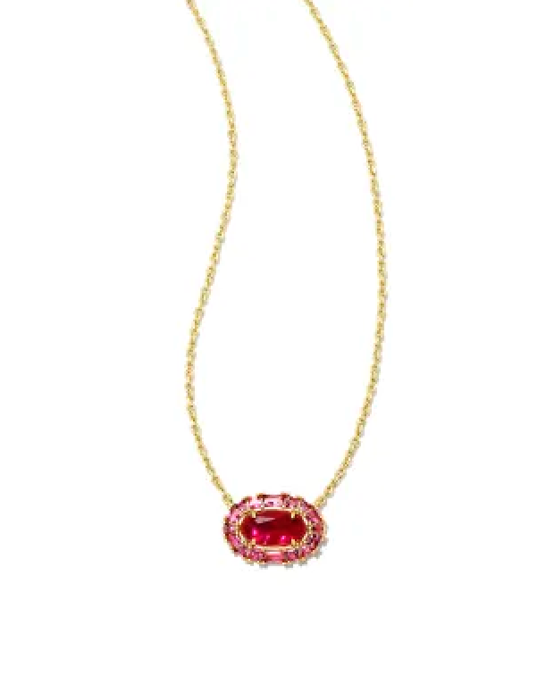 KENDRA SCOTT ELISA GOLD CRYSTAL FRAME SHORT PENDANT NECKLACE IN