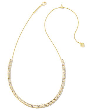 KENDRA SCOTT GRACIE GOLD TENNIS NECKLACE IN WHITE CRYSTAL