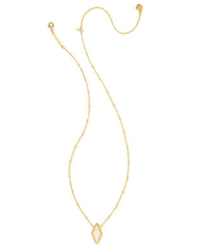KENDRA SCOTT KINSLEY GOLD SHORT PENDANT NECKLACE IN IVORY MOTHER OF PEARL