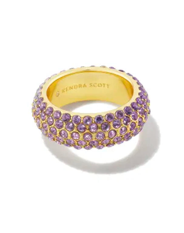 KENDRA SCOTT MIKKI GOLD PAVE BAND RING IN PURPLE MAUVE OMBRE MIX IN SIZE 7
