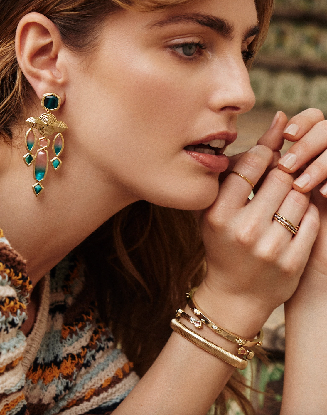 Kendra Scott Alexandria Gold Neutral Cranberry Cuff Bracelet Size S/M –  Jessi Jayne Boutique