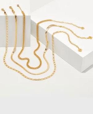 KENDRA SCOTT SET OF 3 CHAIN NECKLACE LAYERING SET IN GOLD