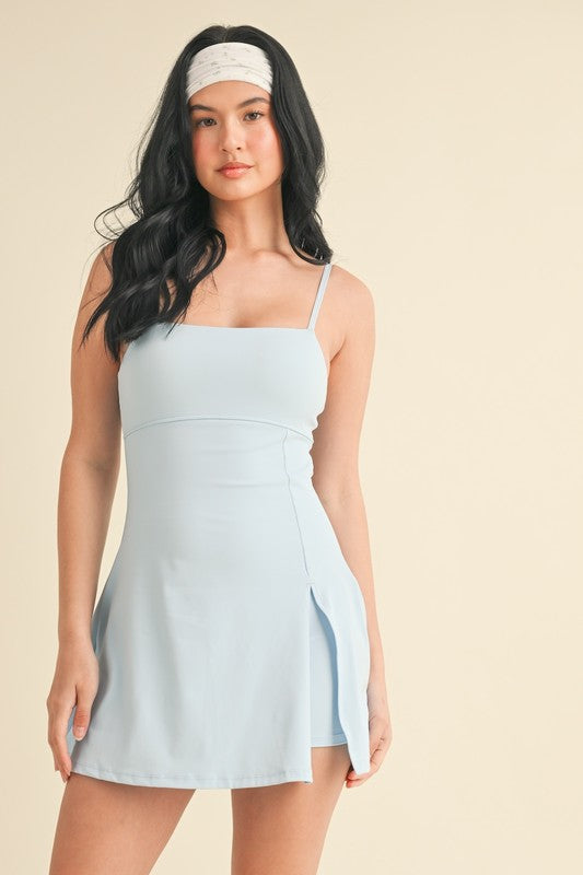 A-LINE MINI DRESS IN BABY BLUE