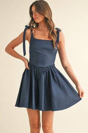 DAHLIA CORSET MINI DRESS IN DARK DENIM
