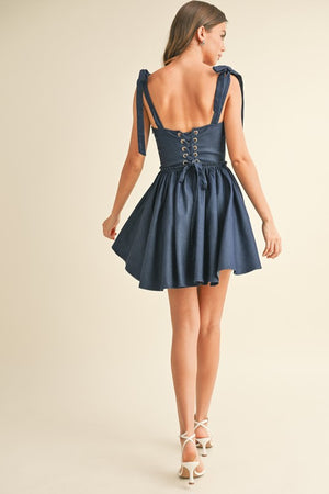 DAHLIA CORSET MINI DRESS IN DARK DENIM