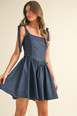 DAHLIA CORSET MINI DRESS IN DARK DENIM