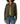 An olive green utility jacket with a brown collar and cuffs, worn by a model with blue jeans against a white background.