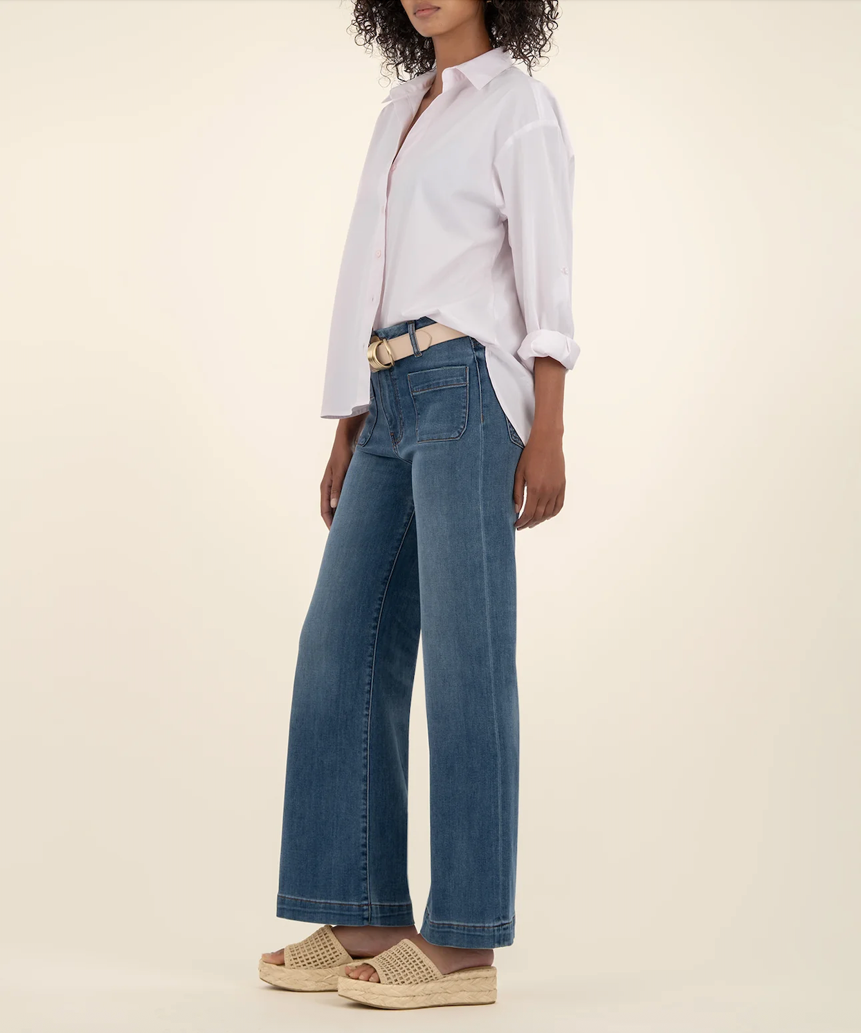KUT MEG HIGH RISE WIDE LEG JEANS IN LOYALTY