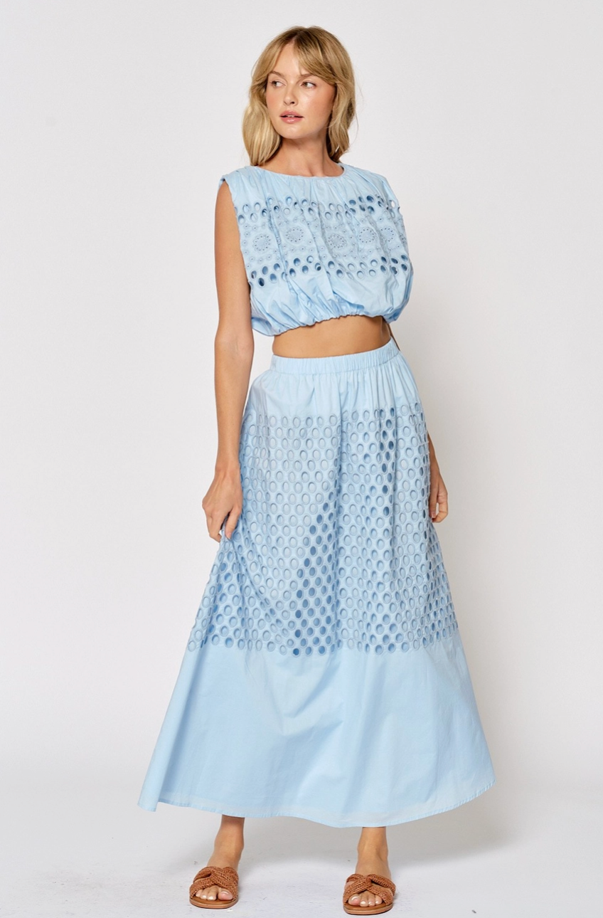 ISLA MAXI SKIRT SET IN LIGHT BLUE
