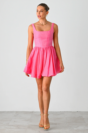 LAVENDER BROWN JENESIS MINI DRESS IN PEONY PINK