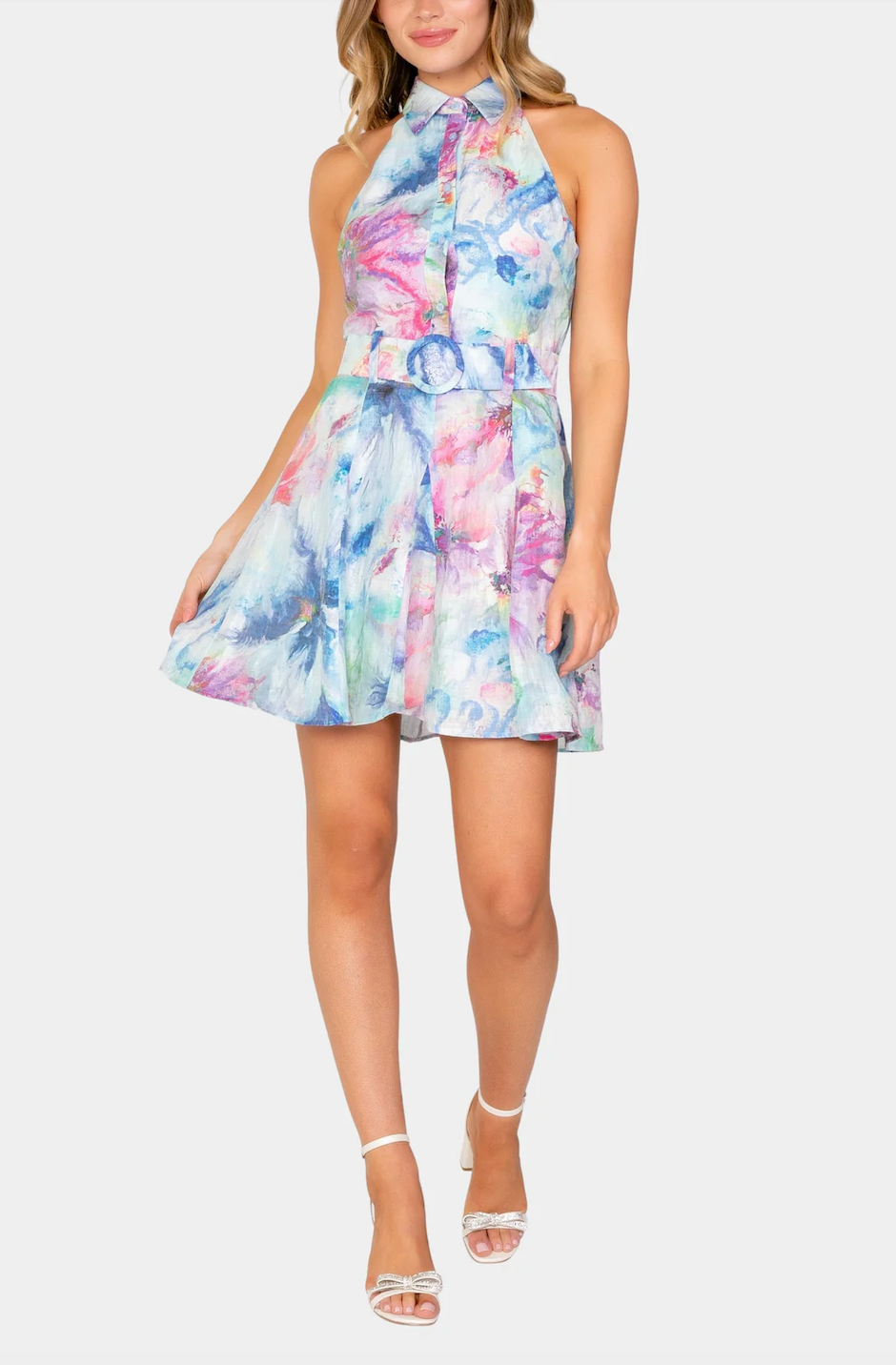 LAVENDER BROWN JOLENE MINI DRESS IN BLUE MULTI
