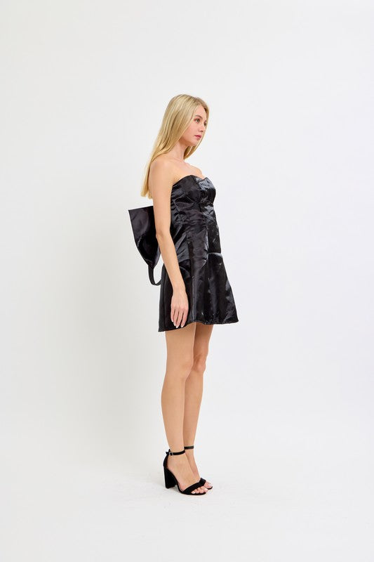 SIMON BOW MINI DRESS IN BLACK